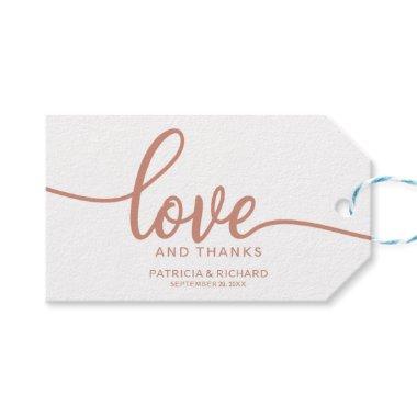 Love and Thanks - Rose Gold Wedding Favor Tags
