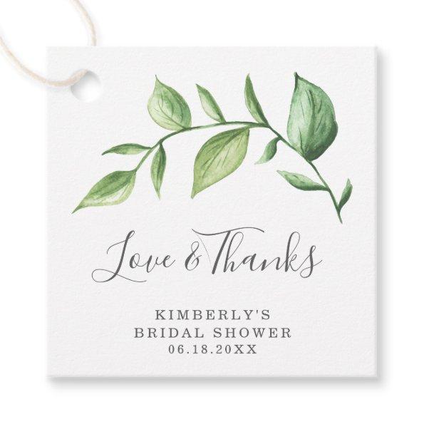 Love and Thanks Rustic Greenery Bridal Shower Favor Tags