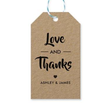 Love and Thanks Tag, Wedding Gift Tag, Kraft Gift Tags