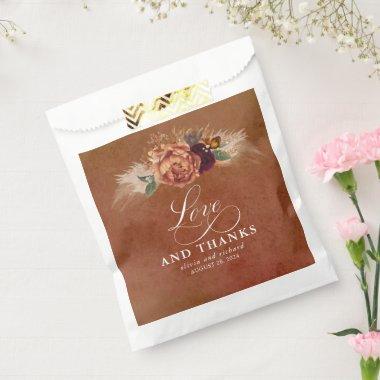 Love and Thanks Terracotta Floral Boho Favors Favor Bag