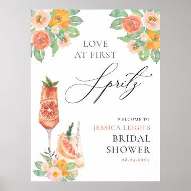 Love at First Spritz Bright Cocktail Bridal Shower Poster