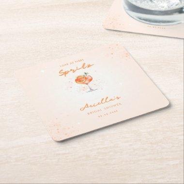 Love at First Spritz Citrus Drink   Square Paper Coaster