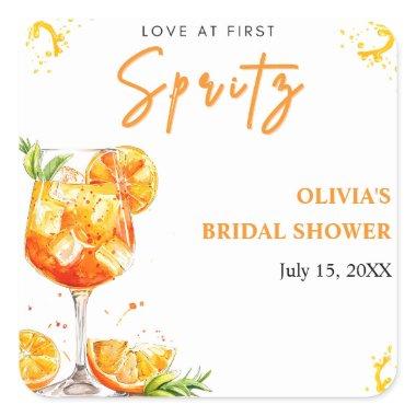 Love at First Spritz Cocktail Orange  Square Sticker