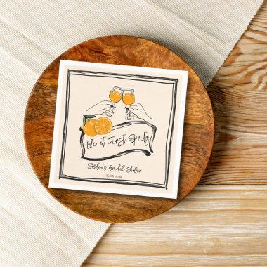 Love at first spritz retro orange bridal shower napkins