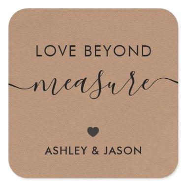 Love Beyond Measure Gift Tag, Wedding Label, Kraft Square Sticker