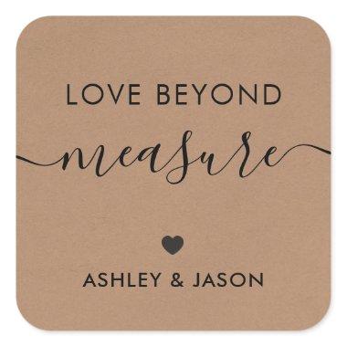 Love Beyond Measure Gift Tag, Wedding Label, Kraft Square Sticker