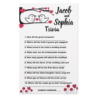 LOVE BIRD BRIDE & GROOM TRIVIA SHOWER GAME  FLYER