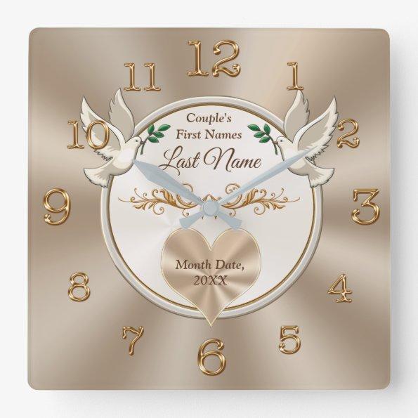 Love Birds and Heart Personalized Wedding Clock