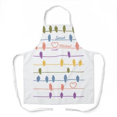 Love Birds and Hearts Pastels & White Apron