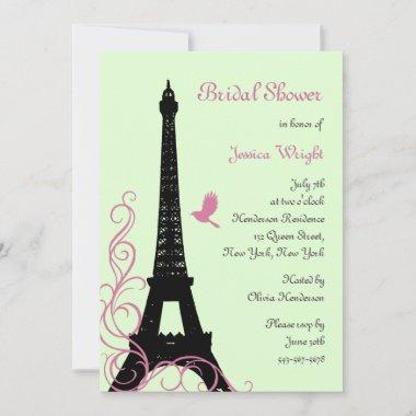 Love Birds Bridal Shower (green) Invitations