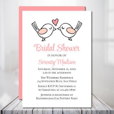 Love Birds Cartoon Lovebirds Pink Bridal Shower Invitations