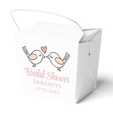 Love Birds Cartoon Pink Lovebirds Bridal Shower  Favor Boxes