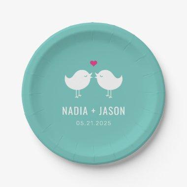 Love Birds EDITABLE COLOR Wedding or Engagement Pa Paper Plates