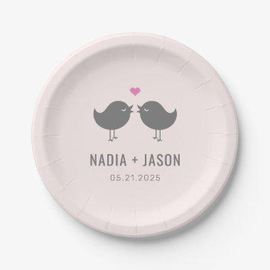 Love Birds EDITABLE COLOR Wedding or Engagement Pa Paper Plates