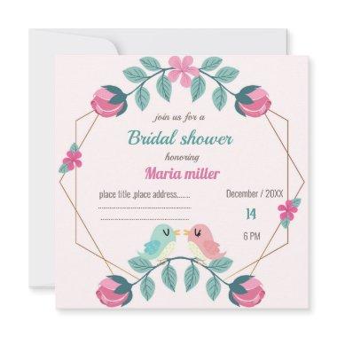 love birds floral  invitation