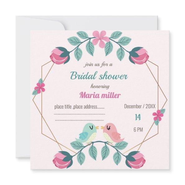 love birds floral  invitation