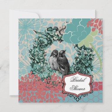 Love Birds on Wreath Bridal Shower Invitations
