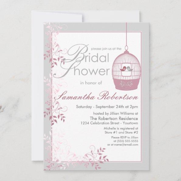 Love Birds Pink Bridal Shower Invitations