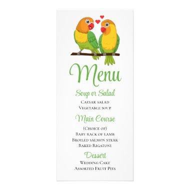 Love Birds Yellow Green Lovebirds Wedding Menu