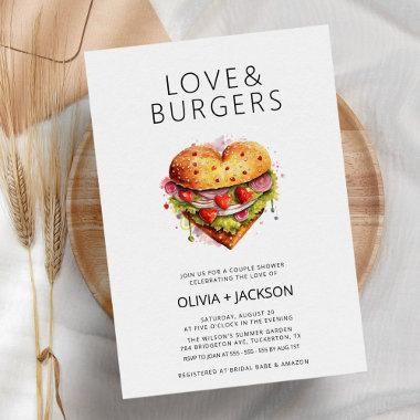 Love & Burgers Fun Casual Couple Bridal Shower Invitations