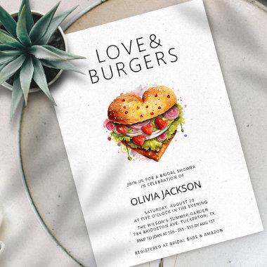 Love & Burgers Fun Casual Modern Bridal Shower Invitations