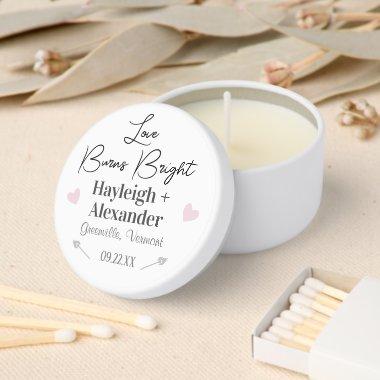 Love Burns Bright Personalized Wedding Favor Heart Mini Candle Favors