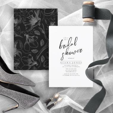 Love Calligraphy Bridal Shower Floral B&W ID940