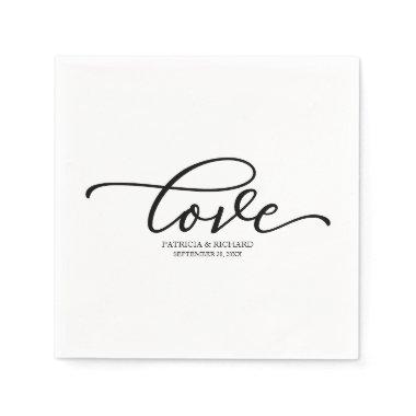 Love - Chic Black Script Wedding Minimalist Napkins