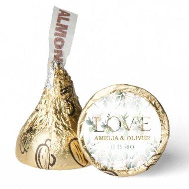 LOVE | Elegant Botanical Greenery Gold Wedding Hershey®'s Kisses®