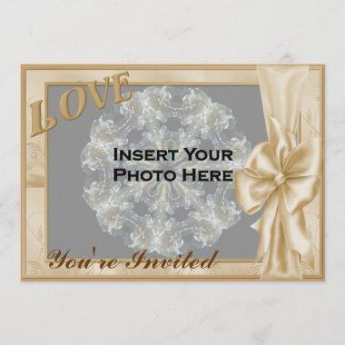 Love Elegant Frame Photo Bridal Shower Invitations