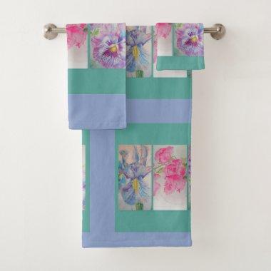 Love Flowers Mint Bathroom Bath Towel Set