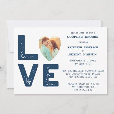 LOVE Graphic Minimalist Photo Couples Shower Invitations