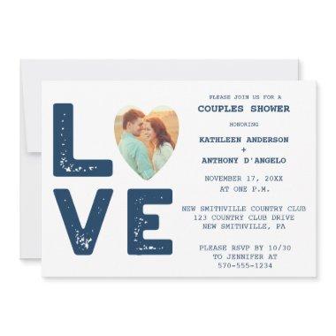 LOVE Graphic Minimalist Photo Couples Shower Invitations