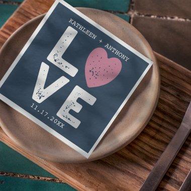LOVE Graphic Minimalist Typewriter Font Wedding Na Napkins