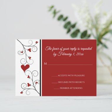 Love Grows | Red Hearts Valentine Wedding RSVP Card
