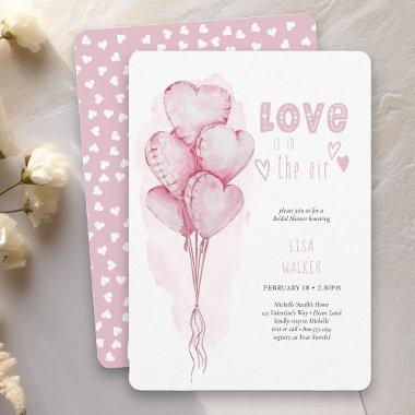 Love Heart Balloons Watercolor Bridal Shower Invitations