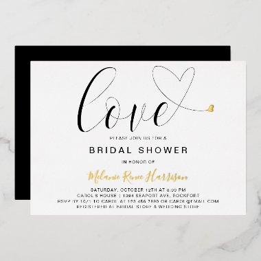 Love Heart Black White Modern  Gold Foil