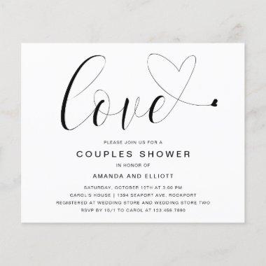 Love Heart Budget Couples Shower Invitations