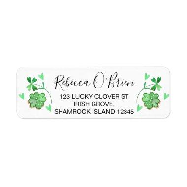 Love Heart Lucky Shamrock Return Address Label