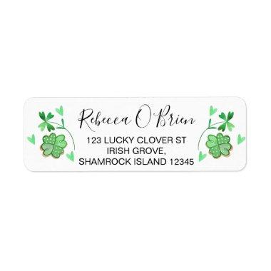 Love Heart Lucky Shamrock Return Address Label