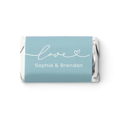Love Heart Script Custom Aqua Blue Wedding Hershey's Miniatures