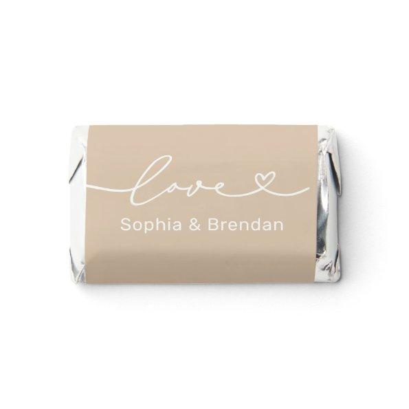 Love Heart Script Custom Beige Wedding Hershey's Miniatures