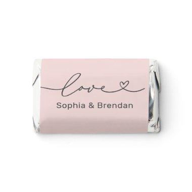 Love Heart Script Custom Pink and Gray Wedding Hershey's Miniatures