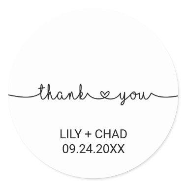 Love Hearts Thank You Wedding Favor Classic Round Sticker