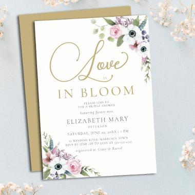 Love in Bloom Anemone Roses Floral Bridal Shower Invitations