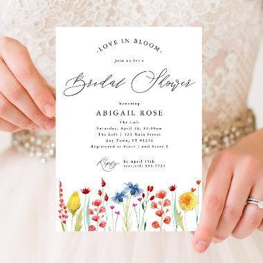 Love in Bloom Bridal Shower Wildflower Border Invitations