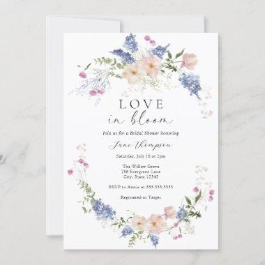 Love in Bloom Feminine Flowers Bridal Shower Invitations