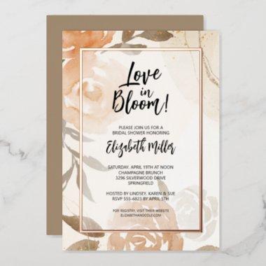 Love in Bloom Floral Bridal Shower Foil Invitations