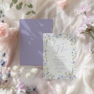 Love In Bloom Floral Purple Green Bridal Show Invitations