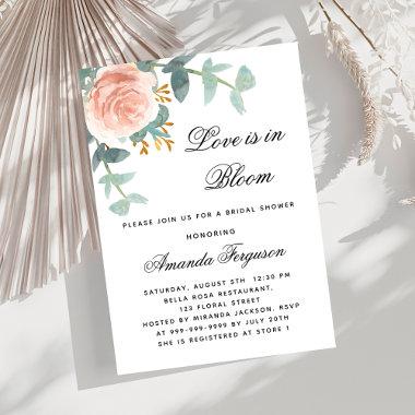 Love in bloom floral rose gold Bridal Shower Invitations